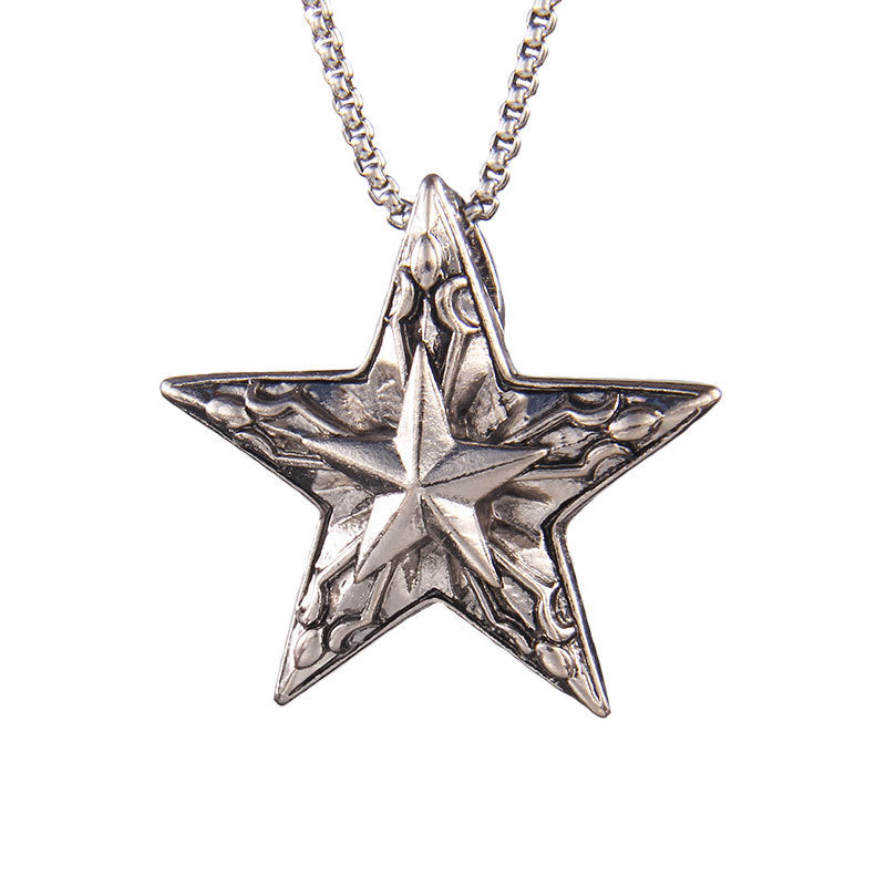 Wholesale Double Five Pointed Star Vintage Necklace Sweater Chain